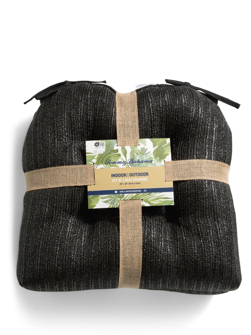 Tommy Bahama Black Tufted Indoor/Outdoor Seat Cushion